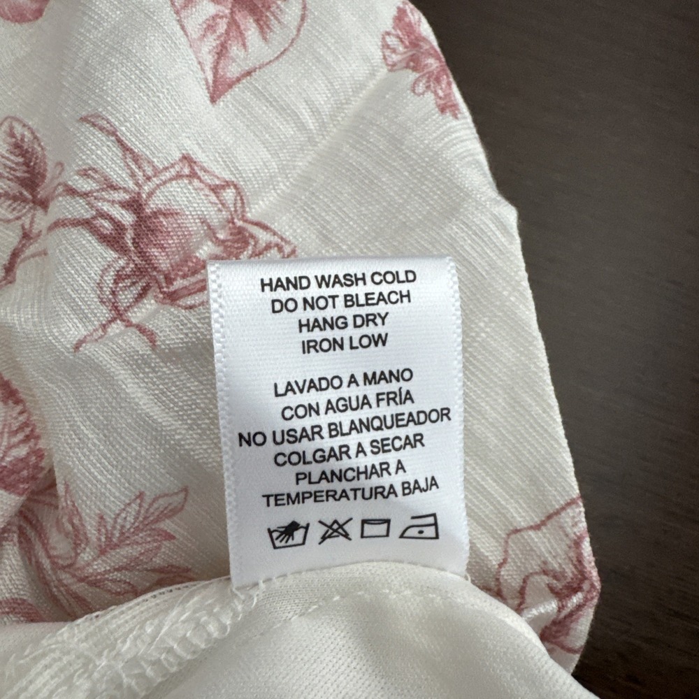Love Tree Pleated Floral Skort Skirt Beige Pink Side Zip Elastic Waist Size M - Picture 10 of 10